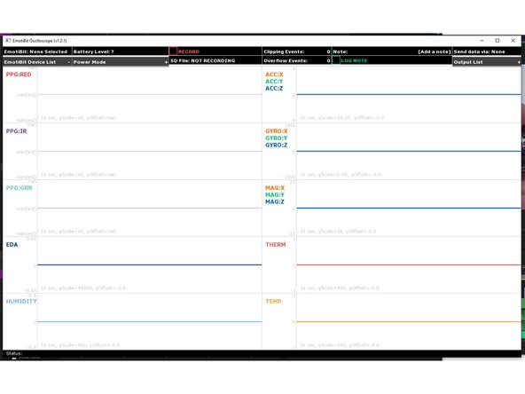 Assemble, charge, and configure your EmotiBit as instructed by the manufacturer.