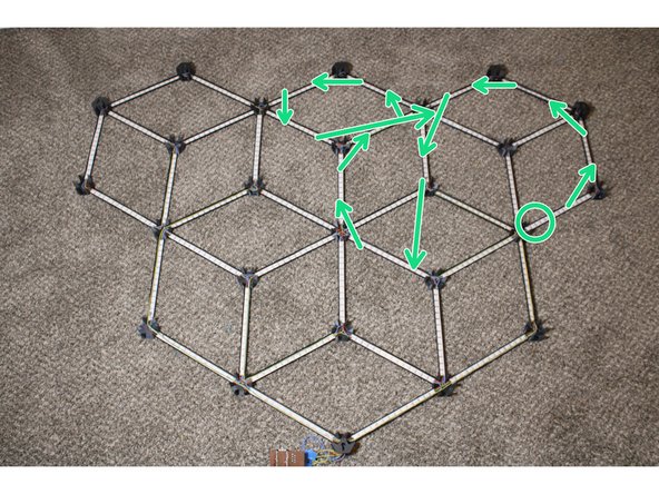 Continue soldering DO to DI and CO to CI, to link strips connected by arrows. Repeat for the black and green diagrams.