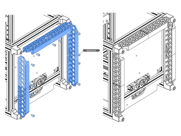 Attach the skirts. A ball end hex drive may be helpful in tightening the skirt screws.