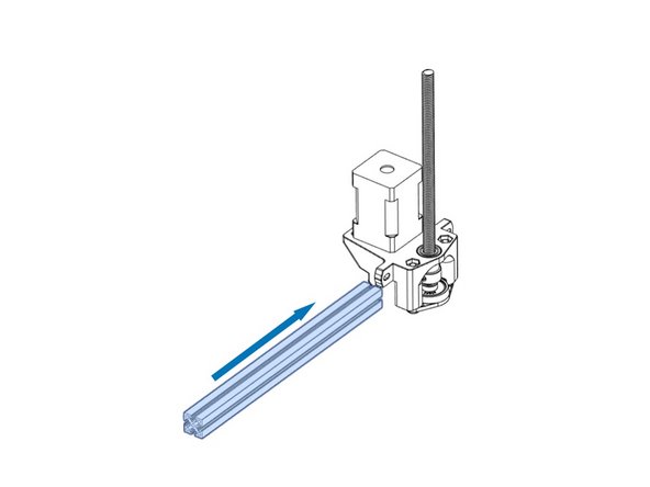 An un-drilled 200mm cross member extrusion slides into the lead screw assembly as shown.