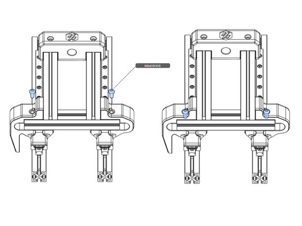 Note: Check that there are two pre-inserted nuts remaining between the two bed rails The Z-axis will atach there.