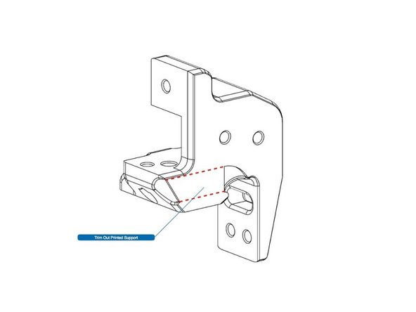 Trim out the built-in support structure in the printed part. A hobby knife and a pair of needle nose pliers will be useful.