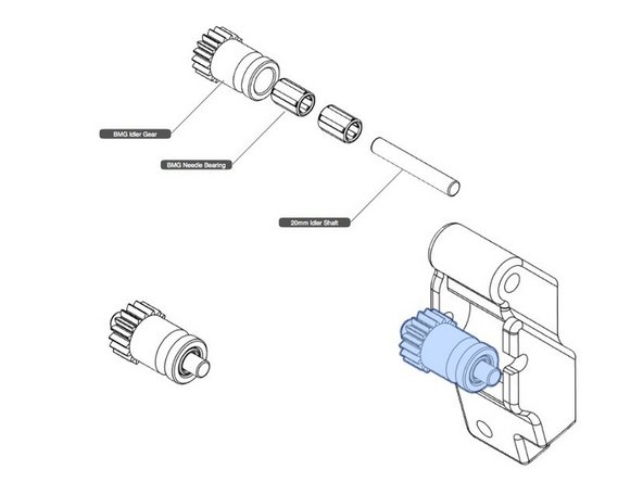 In this step you will lube and assemble the BMG idler gear with internal needle roller bearings.
