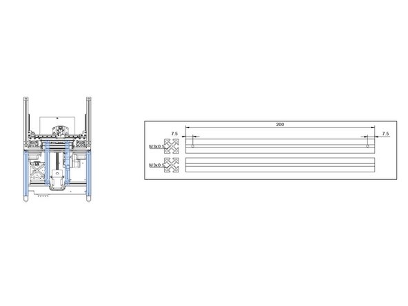 There are four 200mm rear vertical extrusions that are drilled on one side with 3mm holes 7.5mm offset from each end.