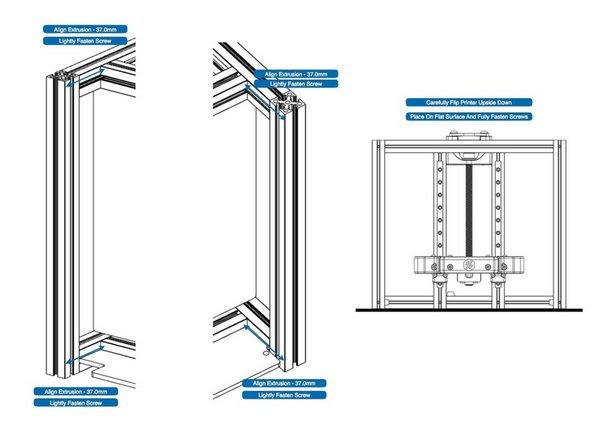 Check and adjust the horizontal beams that support the Z assembly to an offset distance of 37mm.