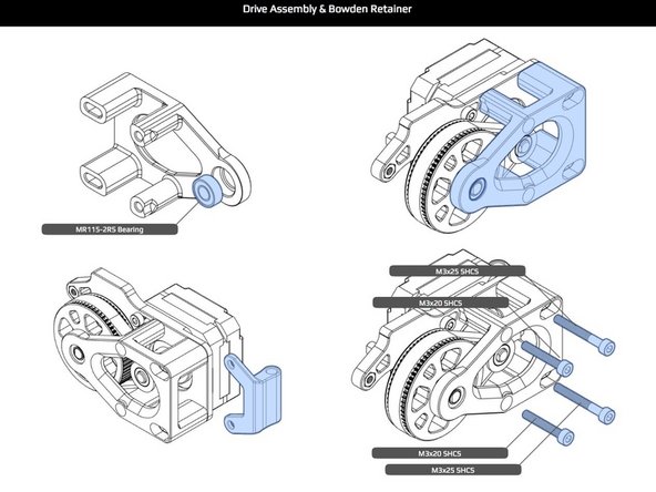 Press fit the bearing in a similar fashion as described previously. After the end plate[?] has been installed, check shaft positioning, and adjust as necessary. This may require re-positioning of previously installed parts.