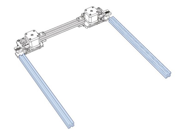 Mount the Y extrusions as per the manual. Pay special attention to the orientation of the front idlers or you'll have to re-belt your gantry if you get them mixed up.