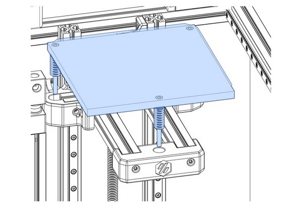 The bed is placed on the bed carrier as shown, being careful not to lose the springs (or put the springs in the bed frame and lower the bed onto them).
