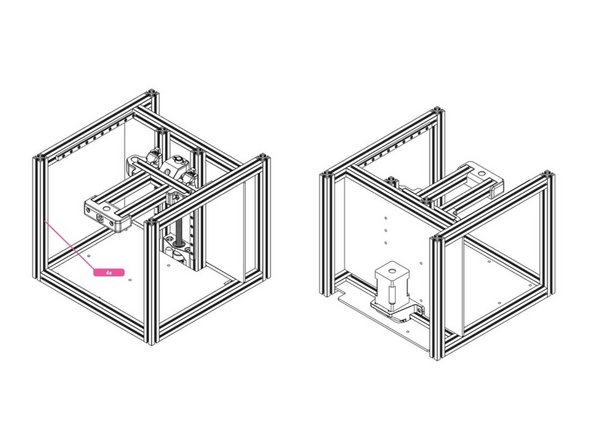 The frame alignment is now finished, but before moving onto the next section, add four more M3 nuts as shown.