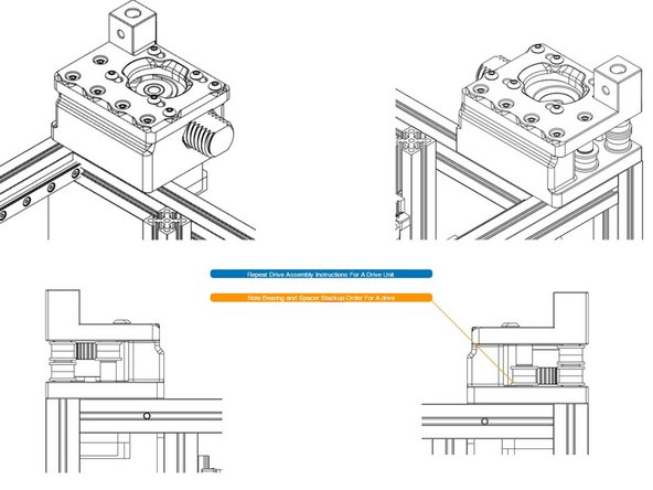 Using the diagram, check that the bearing stacks are oriented correctly. Backtrack and correct, if necessary, before proceeding.