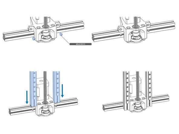 Not shown are the M3 nuts need to attach the Z rails in the second illustration.