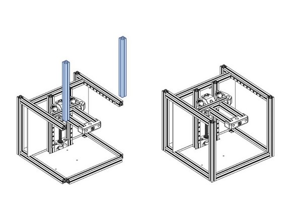 Slide the front vertical extrusions into place, and tighten the screws.