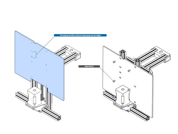 The mid panel slides in between the Z motor and the Z verticals, resting on the bottom extrusion