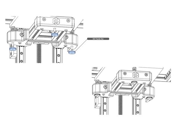 Add the three M3 thumb nuts, and tighten until the springs are partially compressed, so that nuts won't spin off during the rest of the build.