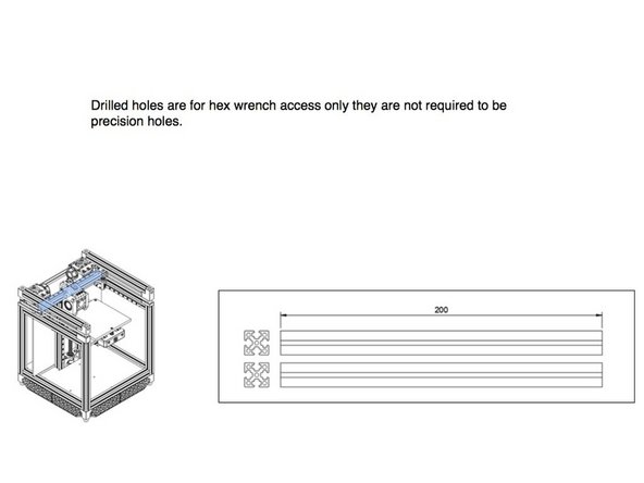 The X axis beam is not drilled.