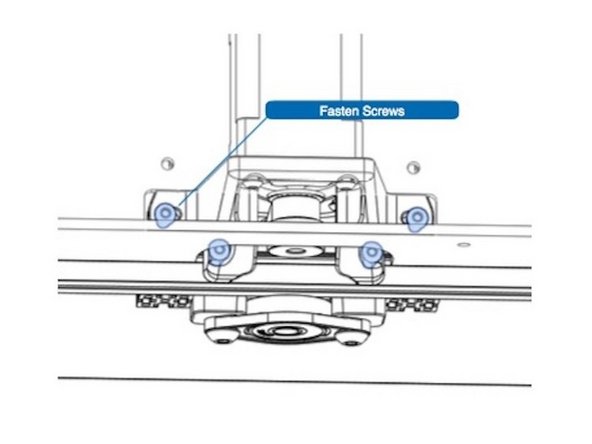 With a square, or other measuring device, position the lead screw at 90 degrees with respect to the bottom beam.