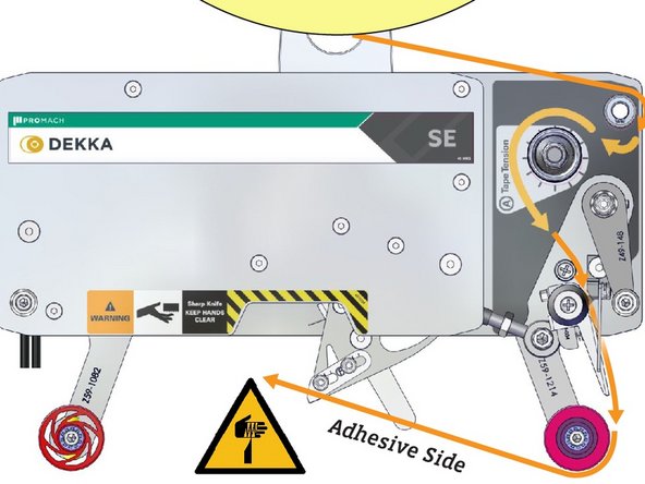NEVER use a blade to cut tape against the rollers.