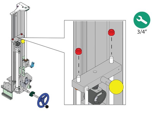 Remove the two 3/8” nyloc nuts securing the drive rods. Set the nuts aside.