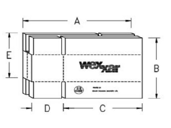 Using a flattened case, measure dimensions B, D, C, and F.