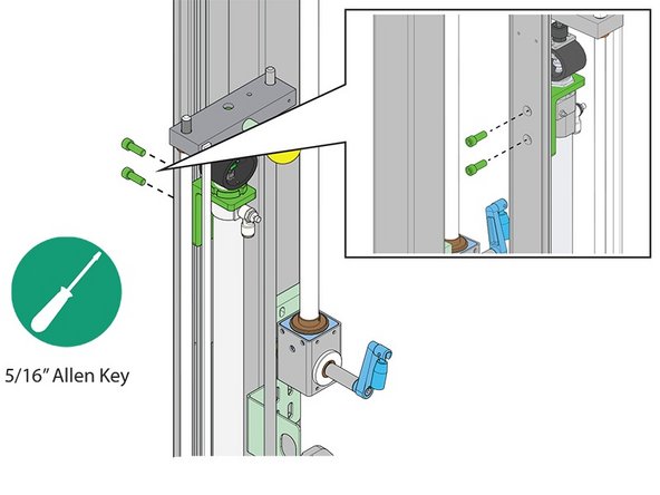 Attach the top cylinder bracket to the mast and tighten to 27 lb-ft.