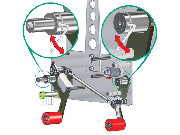 Using a 3/32" hex key, loosen the set screw on the locking spacers.