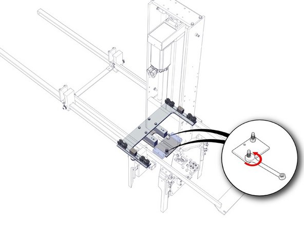 Loosen the two locking pins on the top of the ram mounting plate.