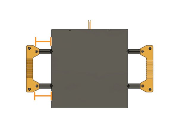 Tighten the screws. You can roughly align the bed in the middle by eye sight. You will fine tune the position with the alignment tool when assembling.