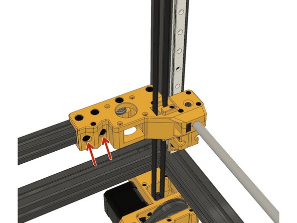 If you remember, we only tighten these two M5 x 10mm screws temporarily on the A Carriage on previous steps while assembling the gantry. Now, please loosen these two screws slightly.