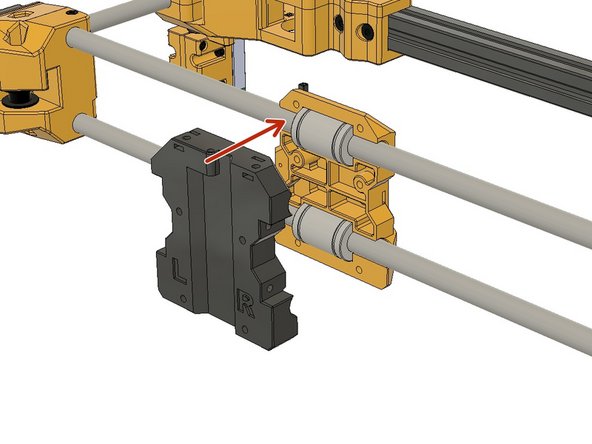 Place the bearing cover first and piece together the X Carriage labelled as L and R.