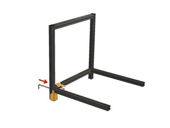 Slide the 460 mm side extrusions as you did in previous steps and use the 3D printed alignment tool again to align side extrusions.
