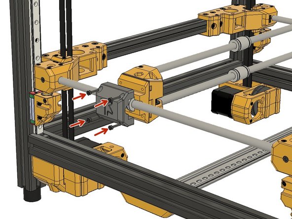 Please follow the same steps for the XL and XC assembly on the left. Tighten the Zip Ties and place the bearing cover and mount it with M3 x 14mm screws.