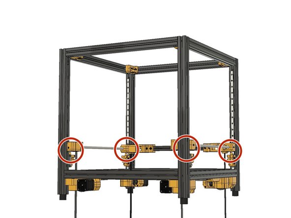 Align the M6 screws on the Z carriages with the holes beneath the Gantry Corners.