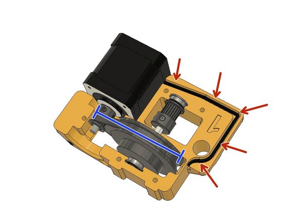 Align the 80T Pulley and 16T Motor Pulley. Leave equal spaces on the sides of the 80T pulley and align the belt and motor pulley. Tighten the set screws on the pulleys to fix them on the shafts. (do not tighten the set screws on 20T 9mm Pulley for now)