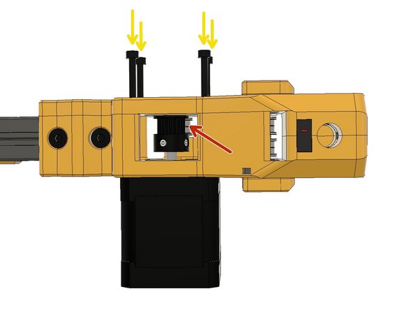 Mount the motor with M3 x 35mm Socket Cap Screws. The motor cable connector should be facing backwards.