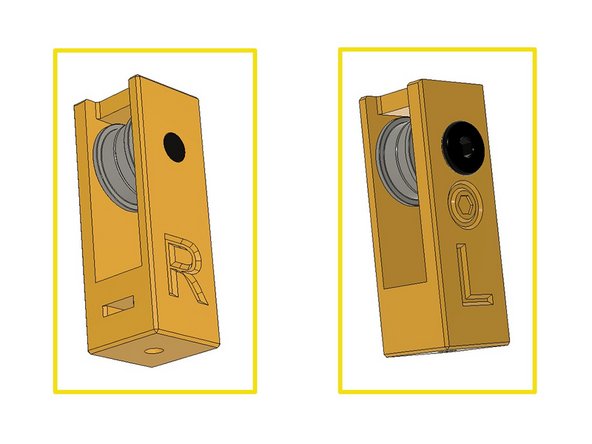Combine the two F695ZZ Bearings and push them in and screw the M5 x 15mm Ultra Low Head Screws as a shaft.