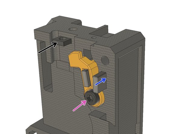 Insert an M3 Square Nut into the slot at the bottom. This slot is for the part cooling fan mount.