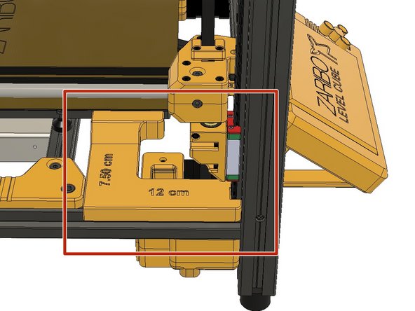 Place the Bed Alignment tool and align the bed. 7.5cm from left side and 12cm from front.