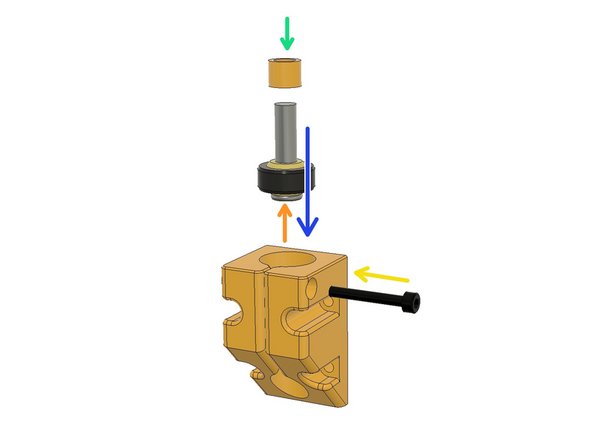Insert the M6 x 25 low head screw to Igus Joint bearing.