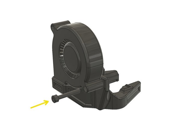 Use an M3 x 20 mm Screw to fix the fan on the fan shroud.