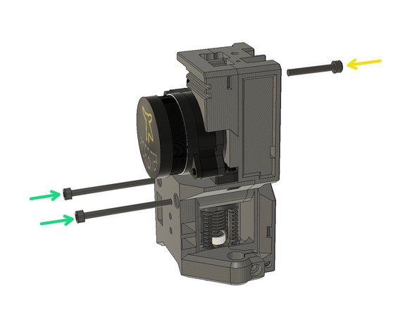 Fix the filament sensor front cover with an M3 x 22 mm Screw.