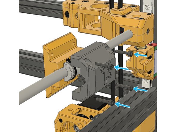 Place the bearing cover and insert four M3 x 14 screws to prepare for the right side mount of the X-Axis.