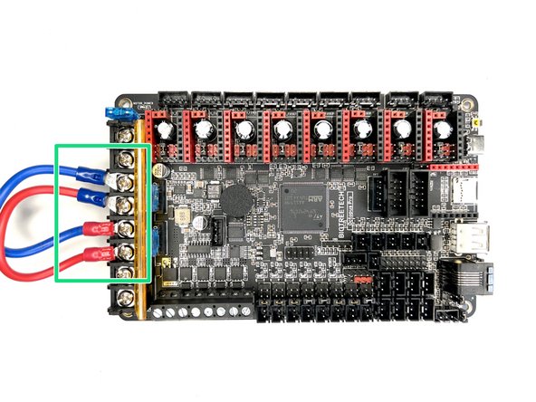 Connect the power and bed power cables with the supplied jumper cables.