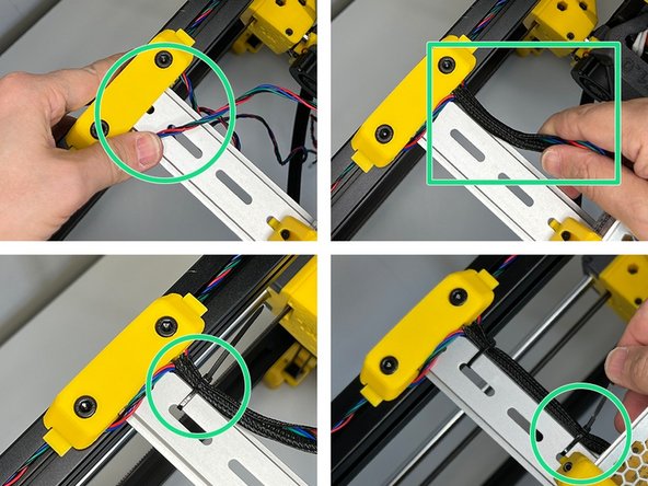 Bring the cables together, tuck them in the 35cm Thin Sleeve and use two zip ties to affix it to the DIN Rail.