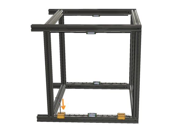 Prepare the 400mm MGN12H Rails by screwing M3 x 8 Countersunk screws to the drop in M3 3030 T-Nuts. Leave a 5mm gap between the rail and the T-Nut. Leave one hole empty from the edges and use the second holes, then use the 6th holes from both edges.