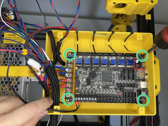 Use four M3 x 8 mm Socket Cap Screws to mount the mainboard.