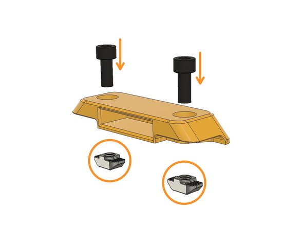 Screw M6 x 12 Socket Cap Screws to M6 3030 drop-in T-nuts and leave 5mm space between the part and the T-Nut