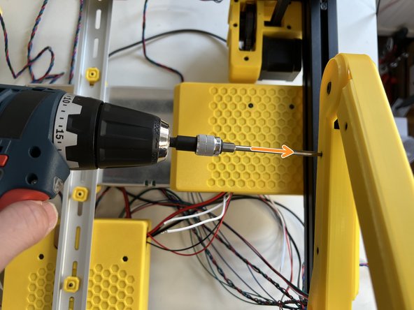 Find the part labelled as Z04 to cover the arm and use two M3 x 22 mm Screws to affix.