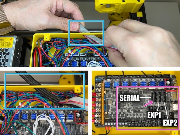 Use a sticker or a marker to mark the EXP2 cable to be able to identify after sleeving.