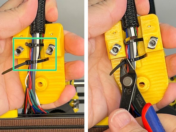 Zip the ties and cut the excessive parts.