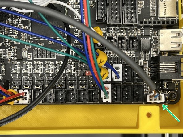 Insert the Inductive Bed Sensor (a.k.a SuperPINDA) connector. The jumper on the right of the terminal should be on for NPN sensors. 